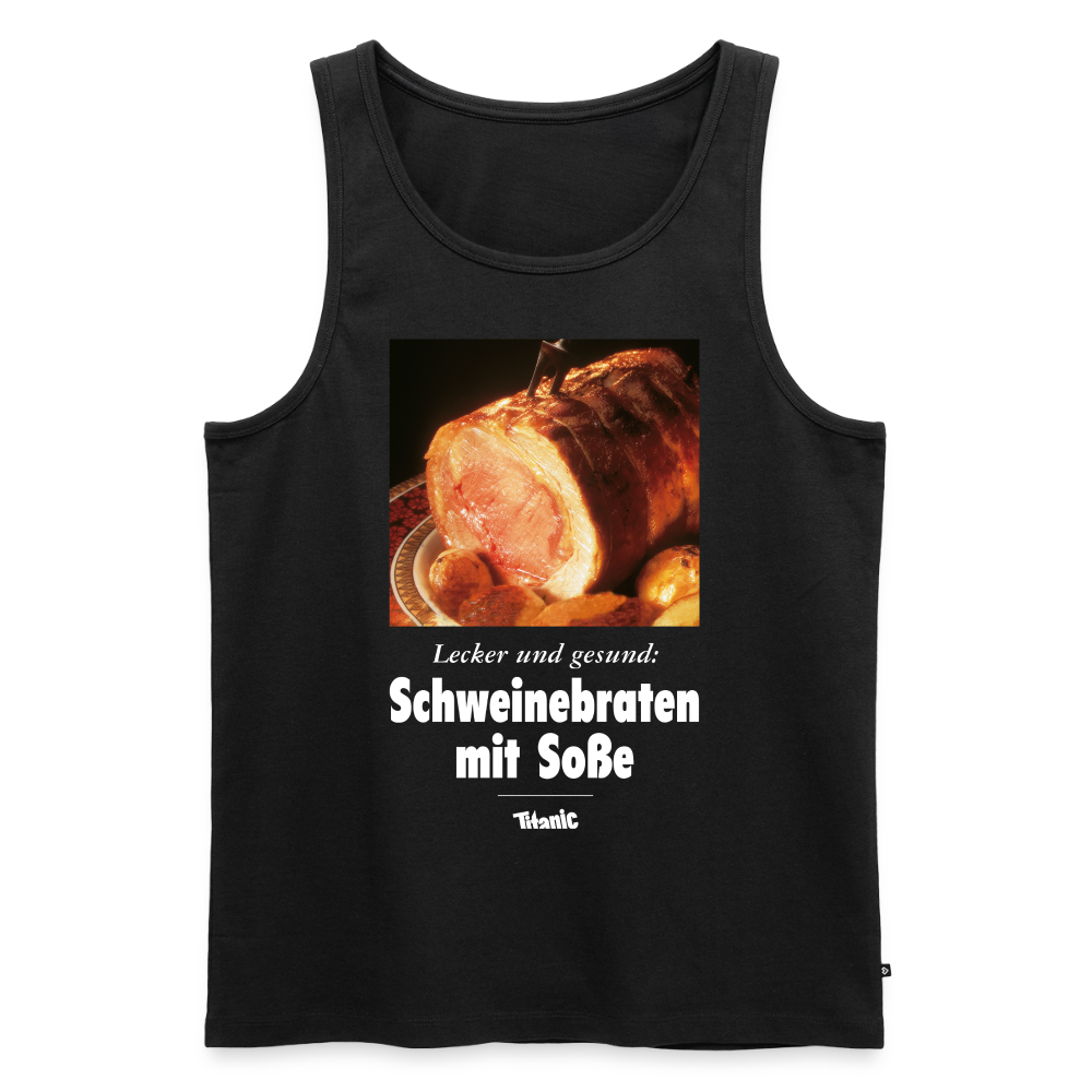 Männer Tank Top Schweinebraten mit Soße - Schwarz