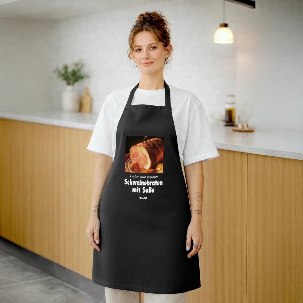 Kochschürze - Schweinebraten mit Soße - Schwarz