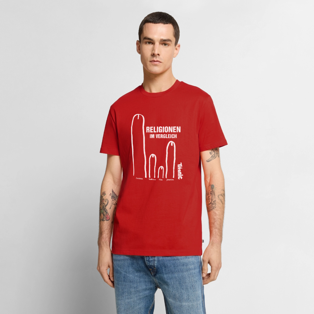 Männer T-Shirt "Religionen im Vergleich" - Rot