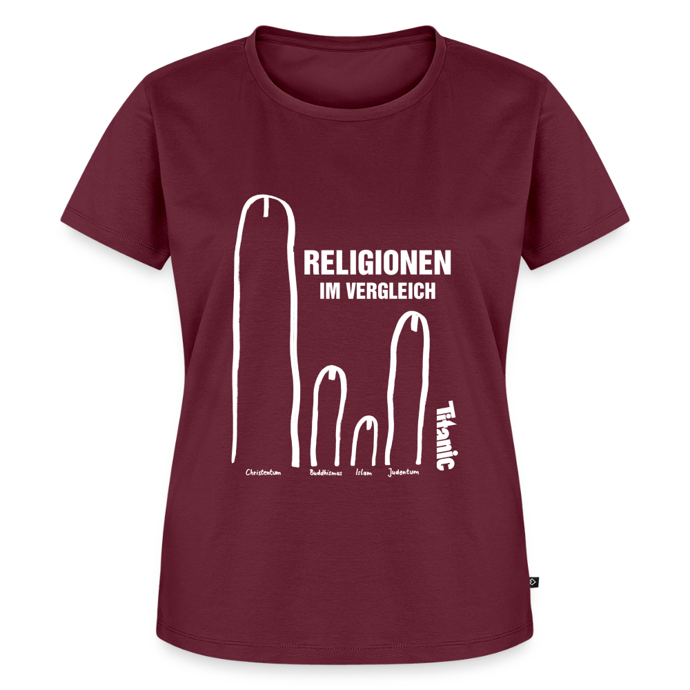 T-Shirt "Religionen im Vergleich" - Frauen - Burgunderrot