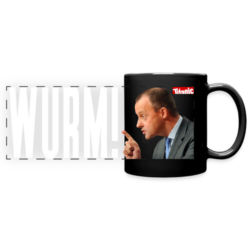 Friedrich-Merz-Disziplinierungs-Tasse "Wurm!" - Schwarz
