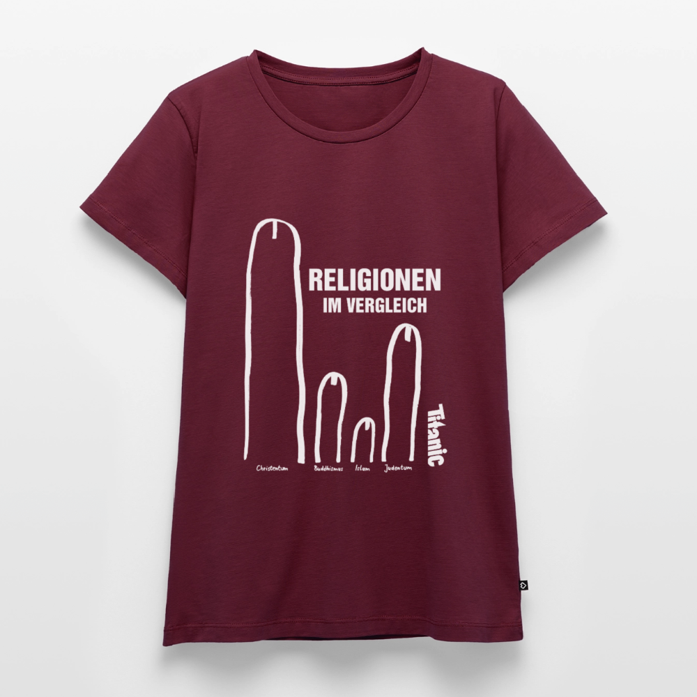 T-Shirt "Religionen im Vergleich" - Frauen - Burgunderrot