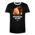 Männer Kontrast-T-Shirt - Schweinebraten mit Soße - Schwarz/Weiß