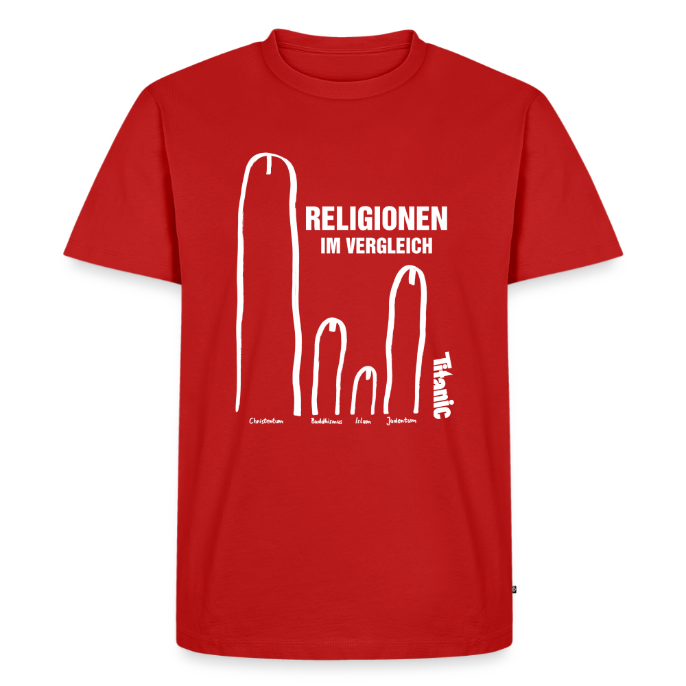 Männer T-Shirt "Religionen im Vergleich" - Rot