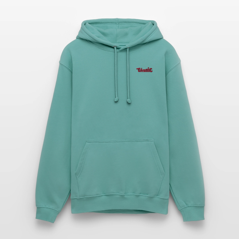 Unisex Hoodie: TITANIC-Logo (gestickt) - Pastelltürkis