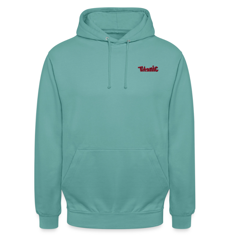 Unisex Hoodie: TITANIC-Logo (gestickt) - Pastelltürkis