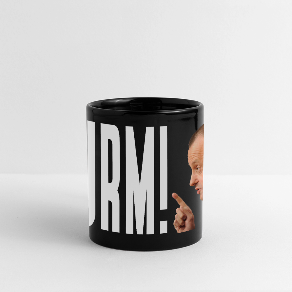 Friedrich-Merz-Disziplinierungs-Tasse "Wurm!" - Schwarz