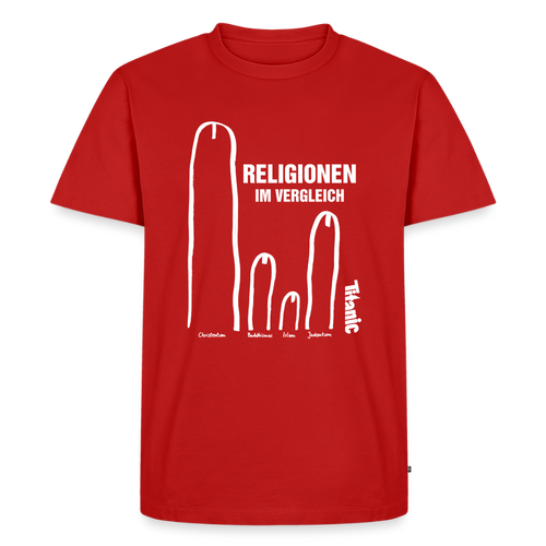 Männer T-Shirt "Religionen im Vergleich" - Rot