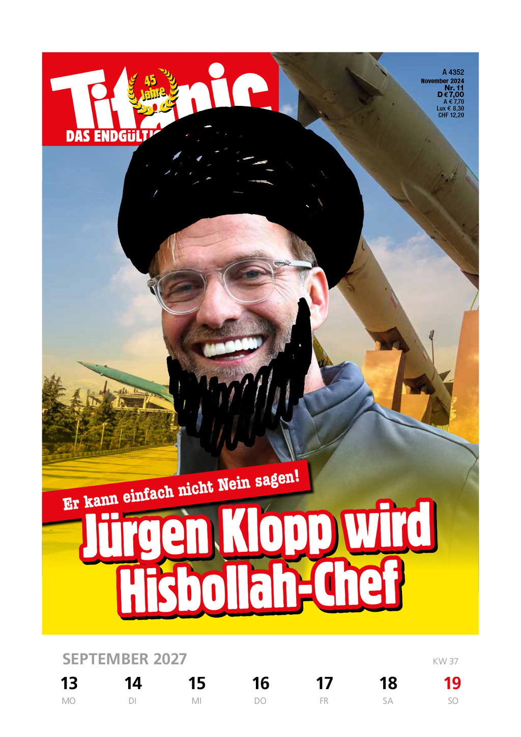 Der endgültige Wochenkalender 2027